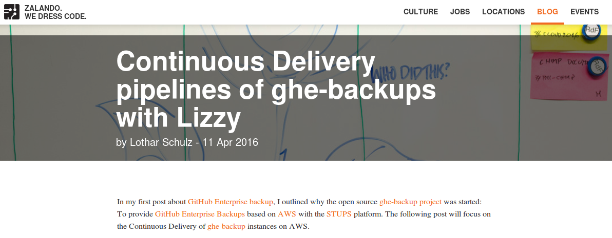 Continuous Delivery pipelines of ghe-backups with Lizzy